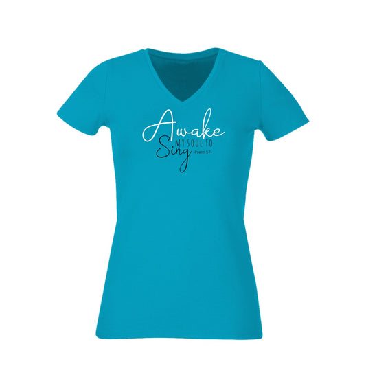 Awake my Soul – Christian Ladies T shirt (Turquoise)