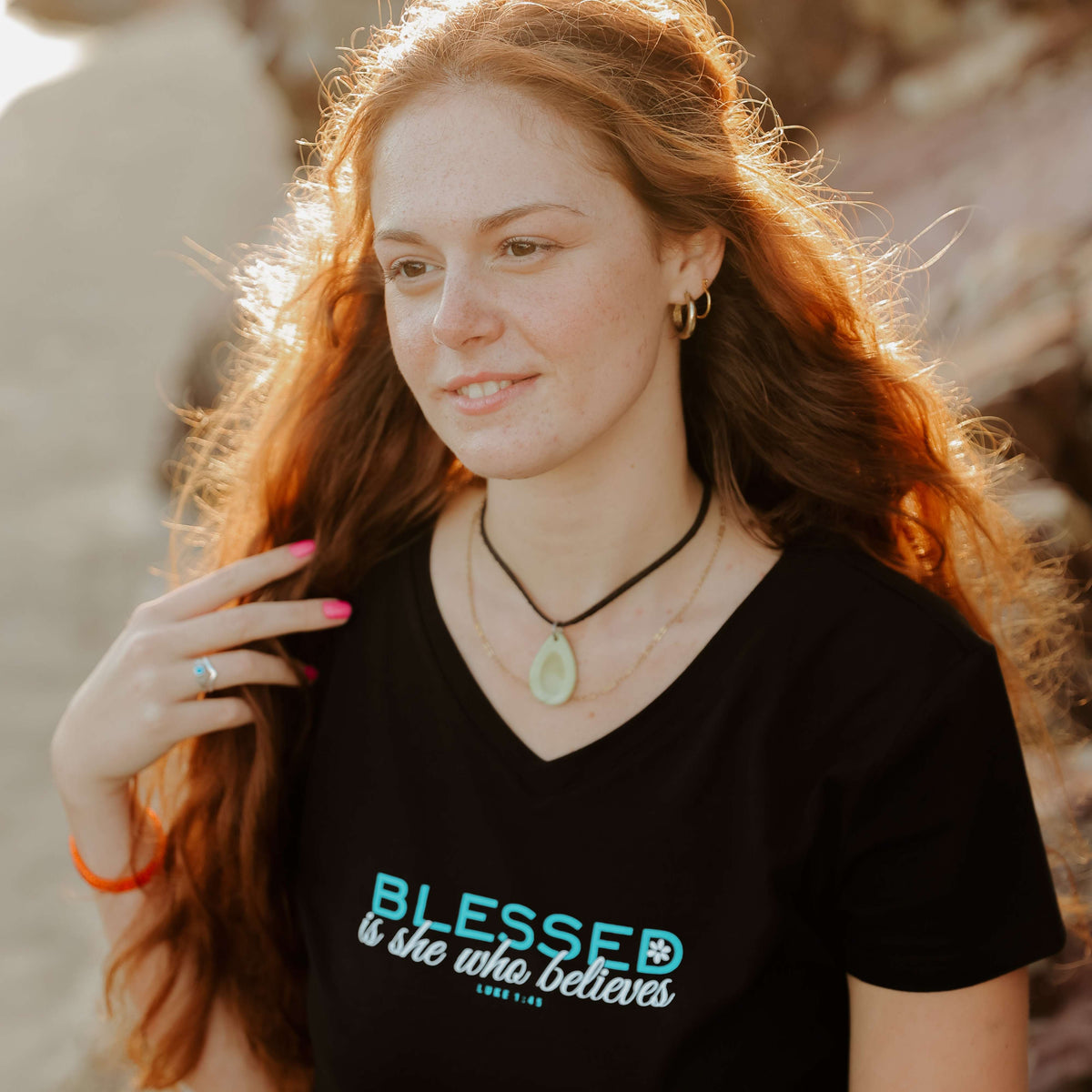 Blessed is She who believes - Christian Ladies t-shirt