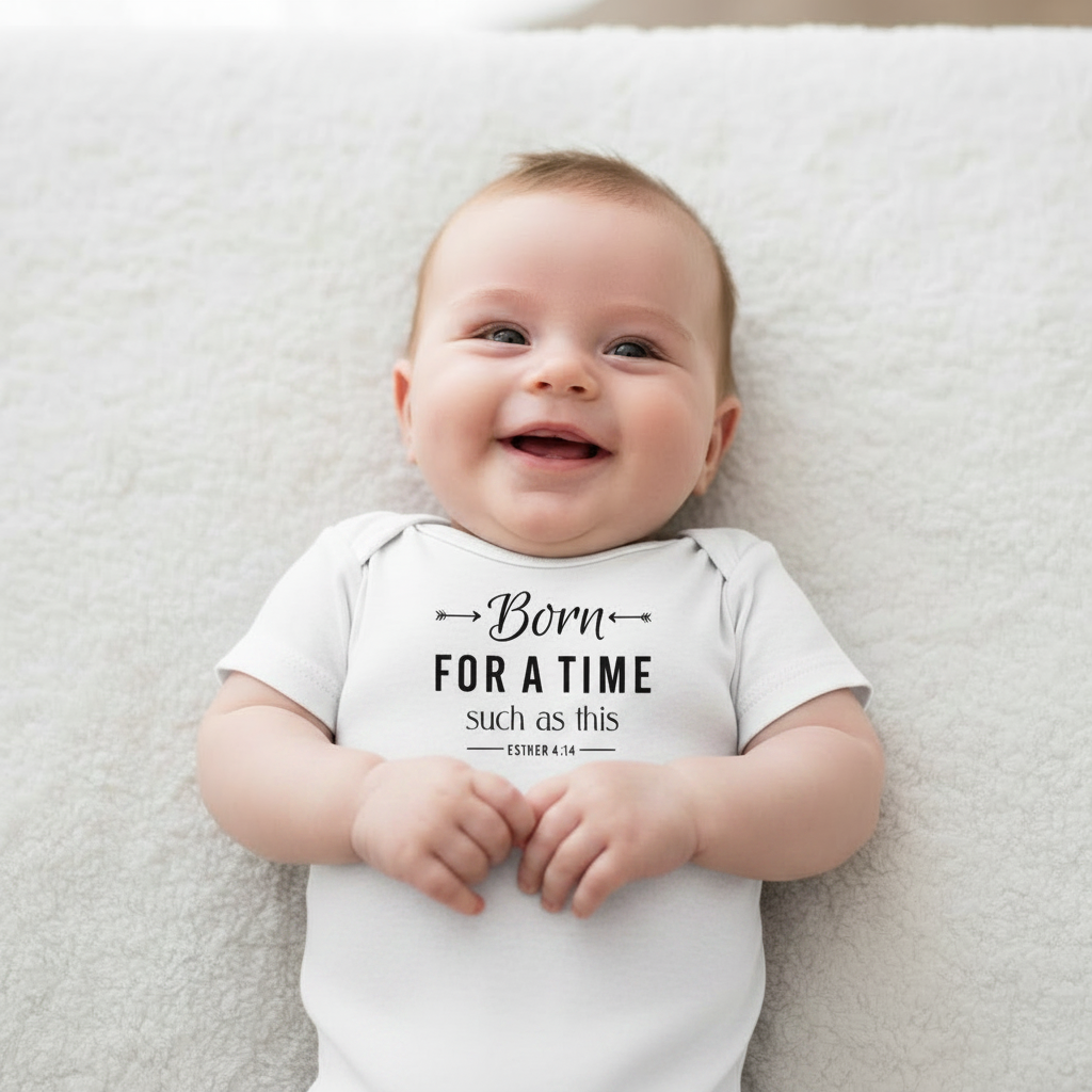 Born for a time such as this - Christian Baby Onesie (White SS)