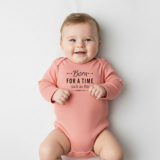 Born for a time such as this - Christian Baby Onesie (Corel Red)