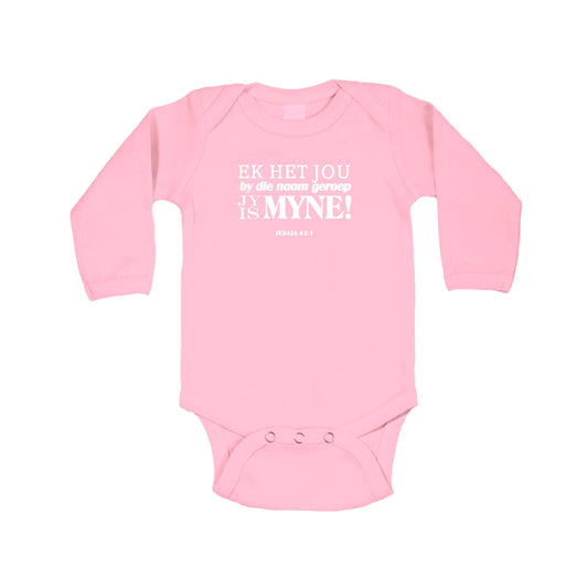 Ek het jou by jou Naam geroep - Christian Baby Onesie (Pink LS)