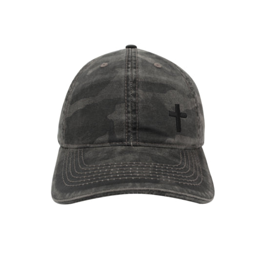 Cross - Christian Cap (Camo Charcoal Oilskin)