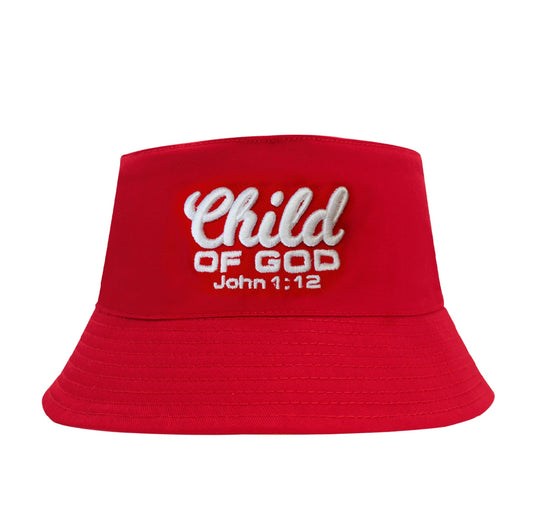 Child of God - Christian Kids Bucket Hat  (Red)