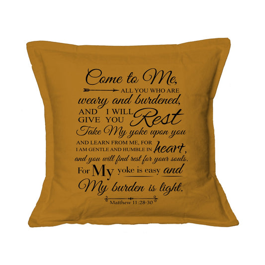 Come to Me - Christian Cushion Cover (Mustard Yellow)