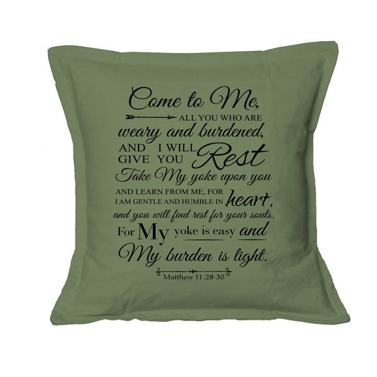 Come to Me - Christian Cushion Cover (Green Khaki)