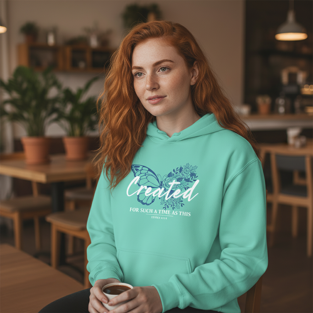 Created for a time - Christian Hoodie (Aqua)