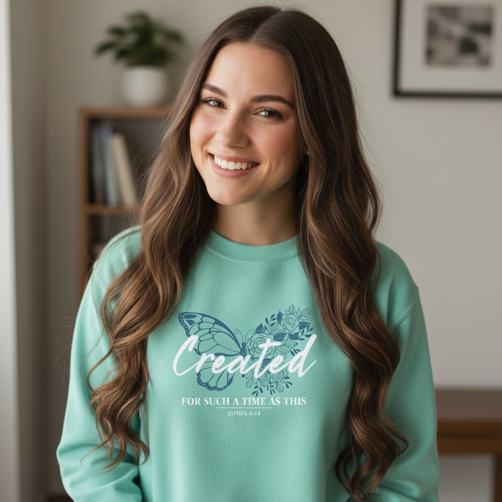 Created for such a time as this - Christian Sweater (Aqua)