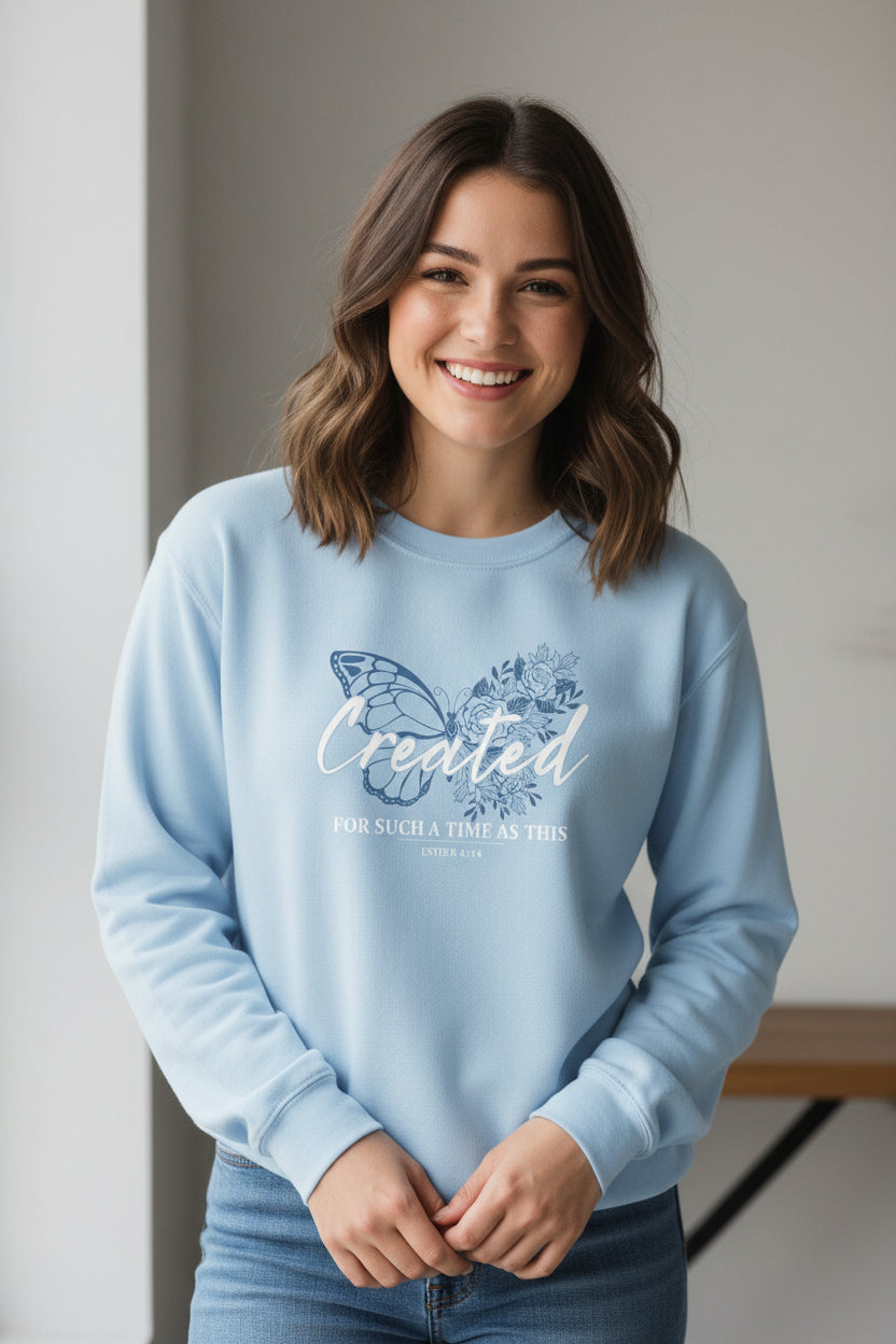Createdforsuchatimeasthis-ChristianLadiesSweater-SkyBlue