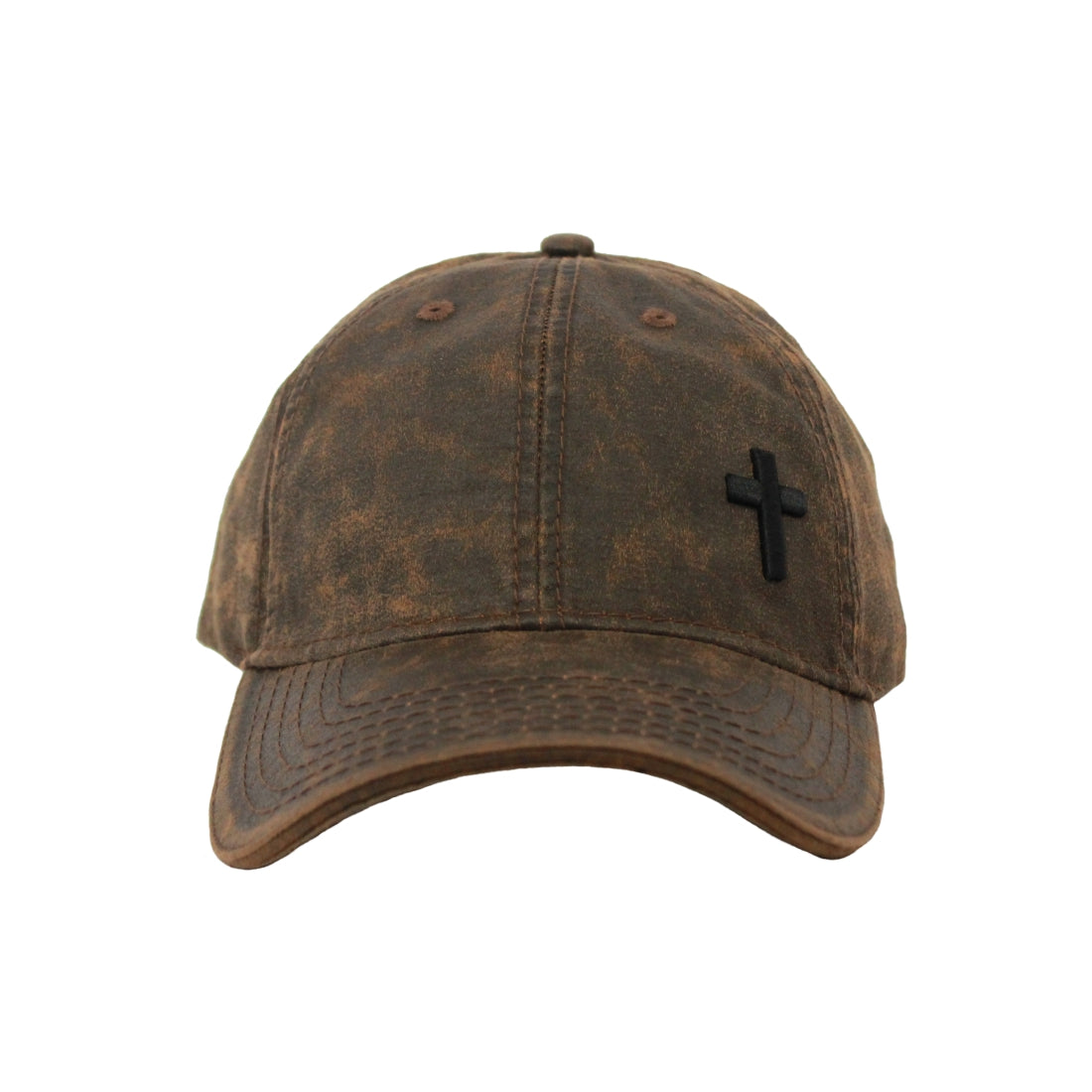 Cross - Christian Cap (Brown Oilskin)