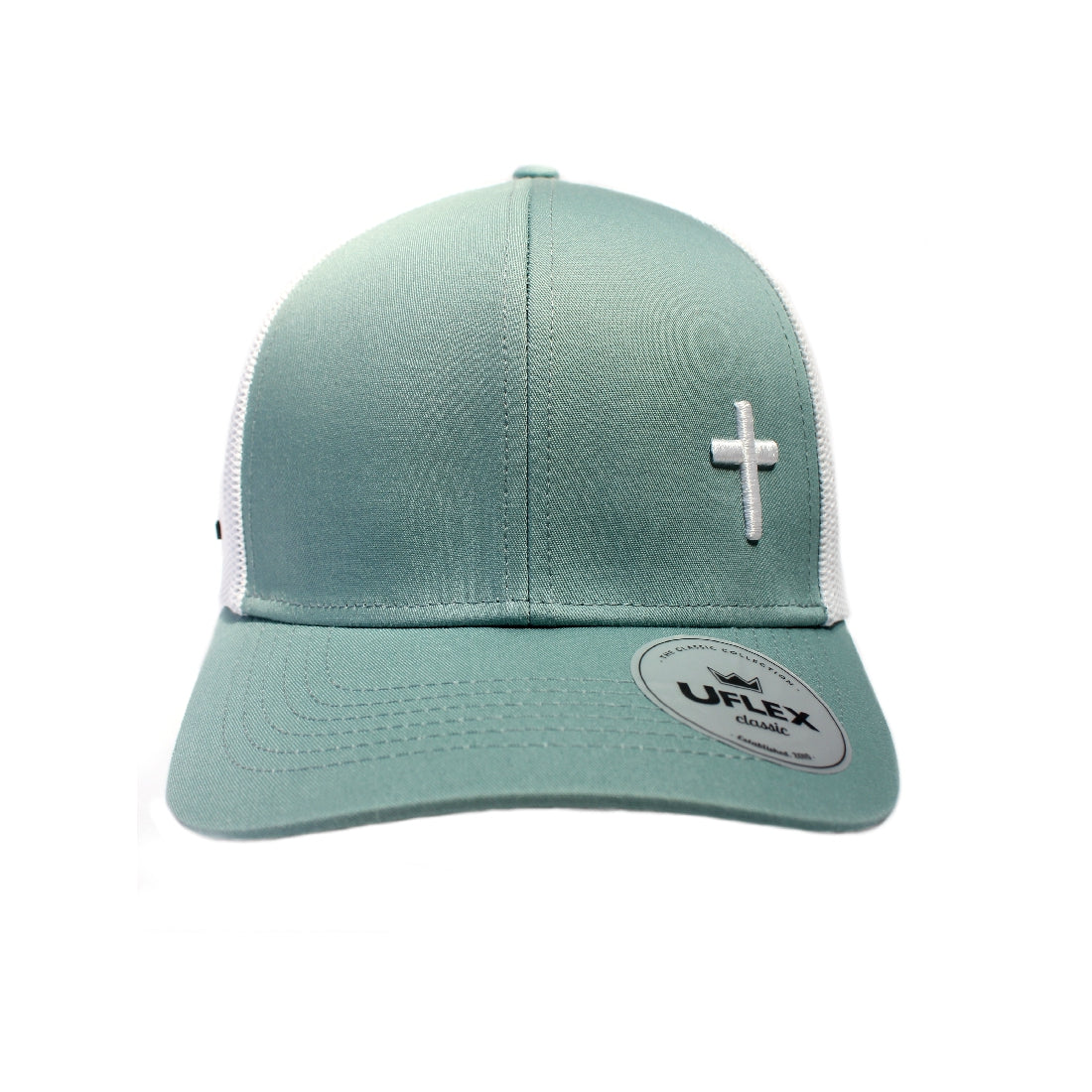 Cross – Christian Trucker Cap (Aqua & White)