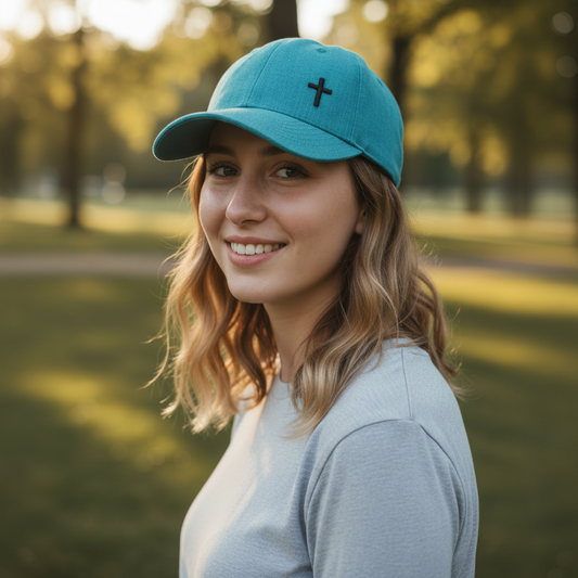 Cross - Christian Cap (Turquoise)