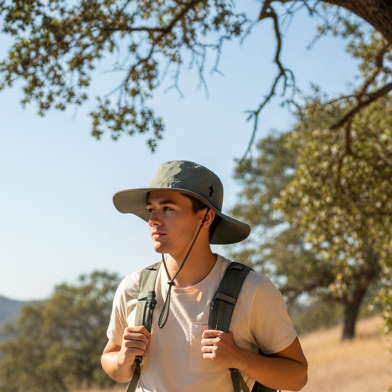 Cross - Christian Wide Brim Hat (Khaki)