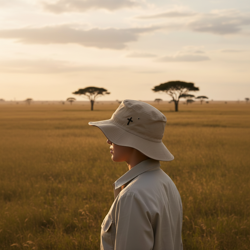 Cross - Christian Wide Brim Hat (Tan)