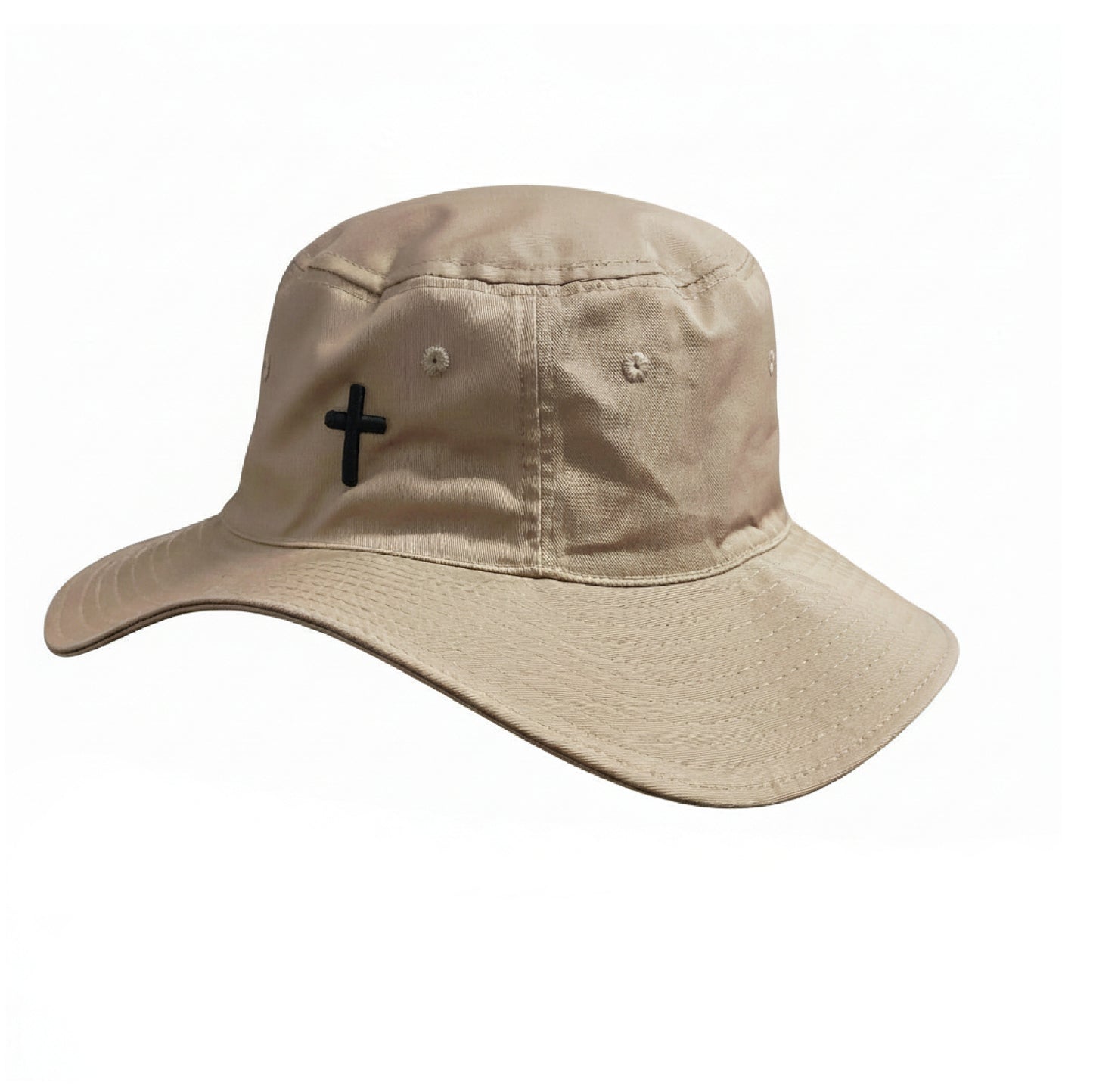 Cross - Christian Wide Brim Hat (Tan)