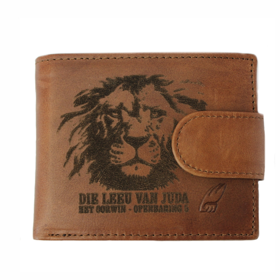 Die Leeu van Juda - Christian Brown Leather Wallet (with Clasp)