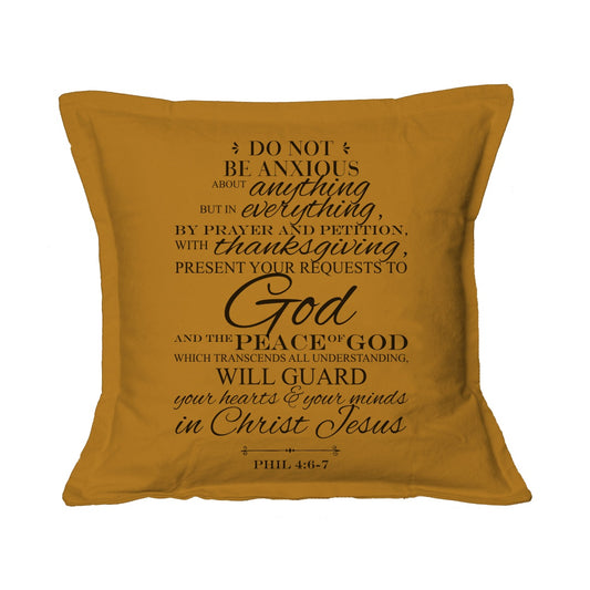 Do Not Be Anxious - Christian Cushion Cover (Mustard)