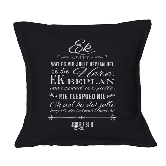 Ek weet - Christian Cushion Cover (Black)