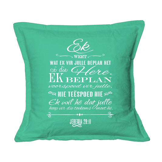 Ek weet - Christian Cushion Cover (Aqua)