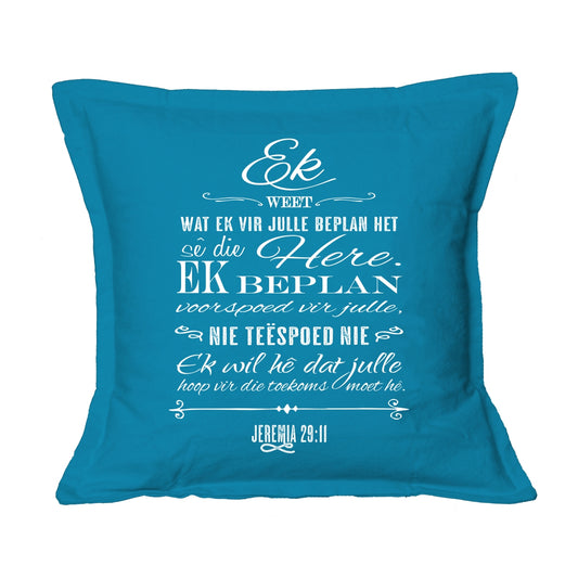 Ek weet - Christian Cushion Cover (Turquoise)