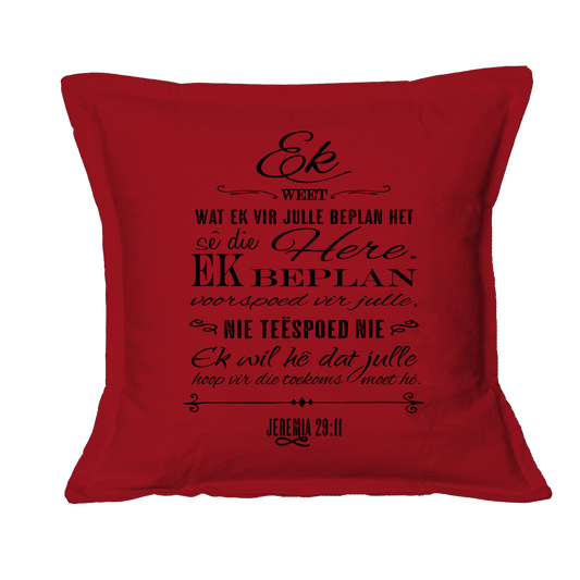 Ek weet - Christian Cushion Cover (Red)