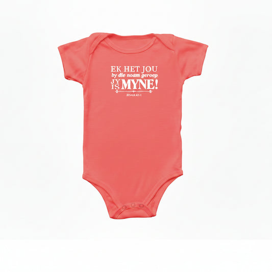Ek het jou by jou Naam geroep - Christian Baby Onesie (Corel Red)