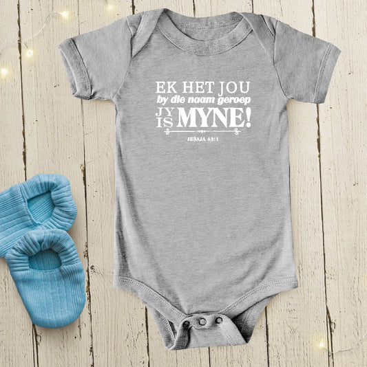 Ek het jou by jou Naam geroep -  Christian Onesie (Grey)
