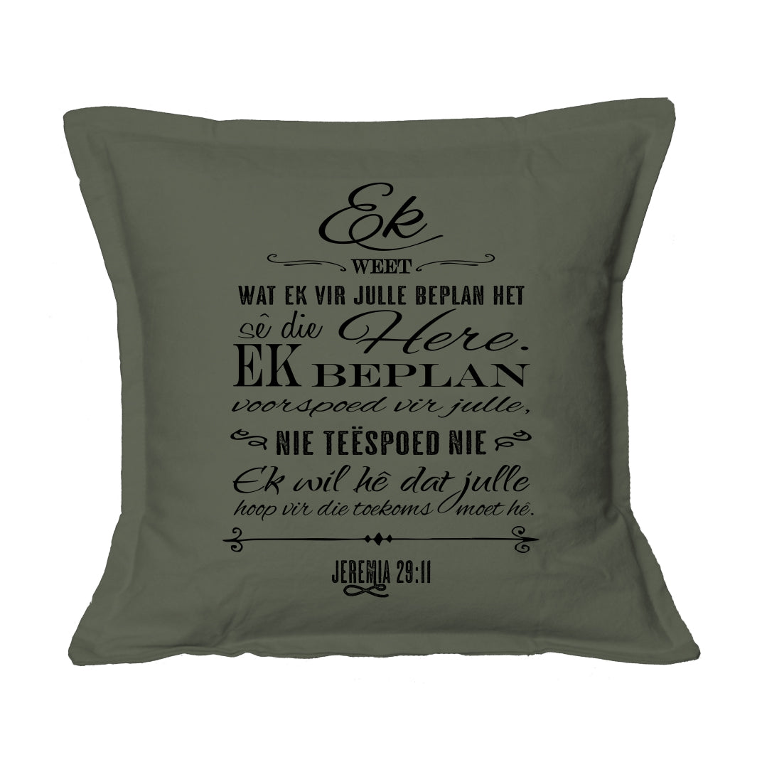 Ek weet - Christian Cushion Cover (Khaki)