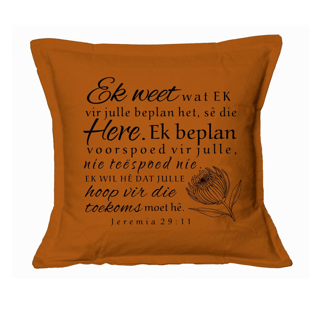Ek weet - Jeremia 29:11 - Christian Cushion Cover (Rust)