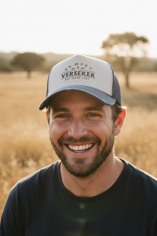 Ek weet verseker dat Jesus leef - Christian Cap - (Blue & Stone)