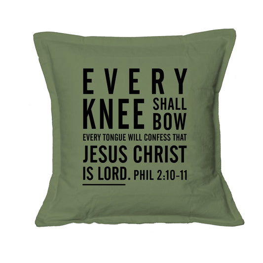 Every Knee shall bow - Christian Cushion Cover (Olive Green)