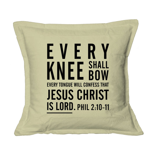 Every Knee shall bow - Christian Cushion Cover (Stone)