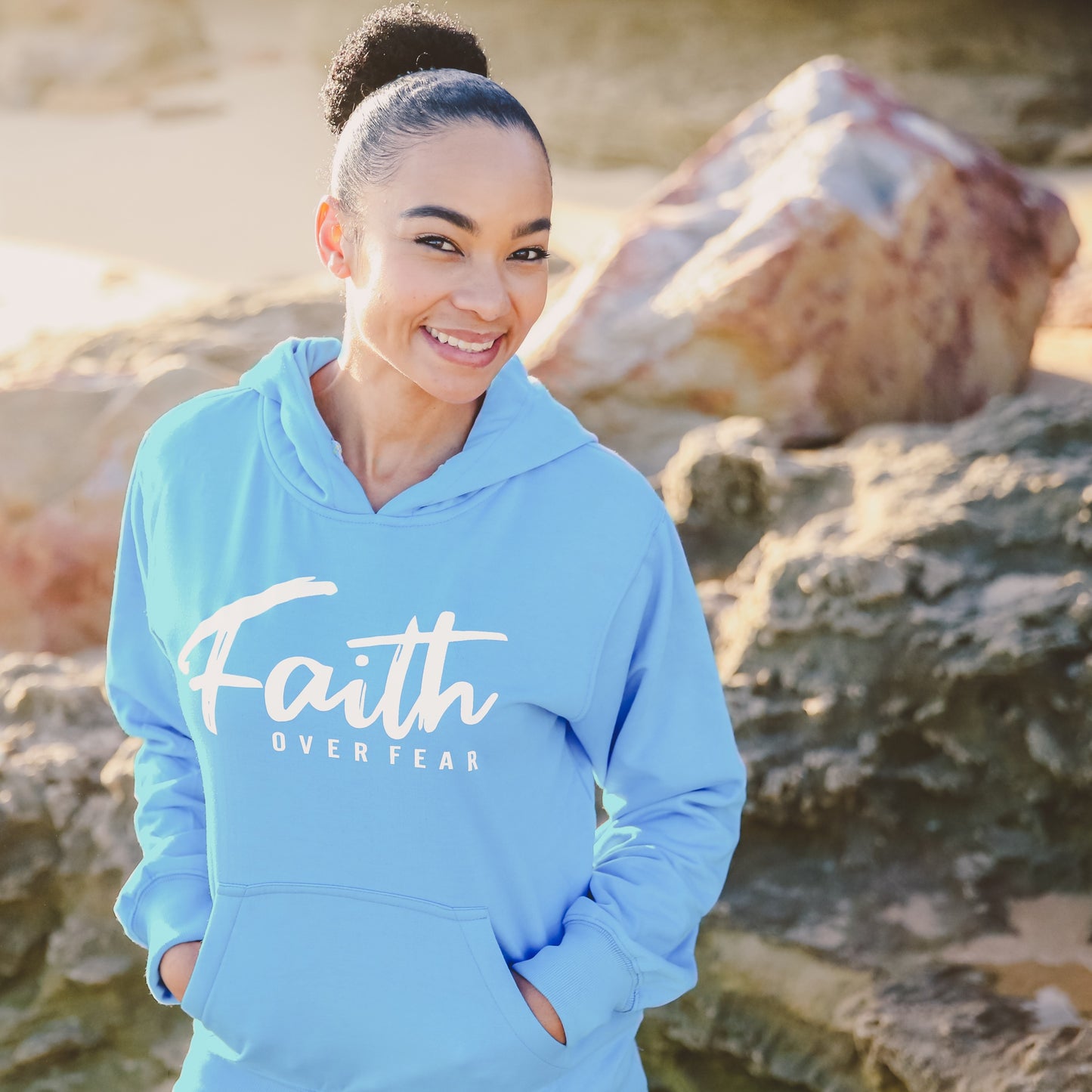 Faith over Fear - Christian Hoodie (Sky Blue)