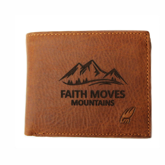 Faith moves Mountains  - Christian Leather Faith Wallet (Classic Fold)