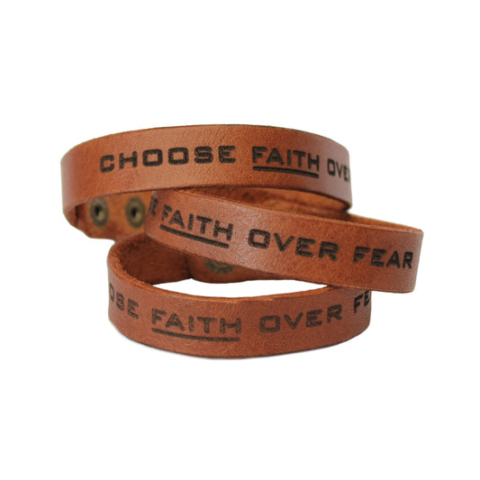 Faith over Fear - Christian Leather Wristband