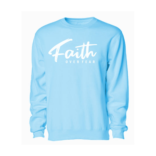 Faith over Fear - Christian Sweater (Sky Blue)