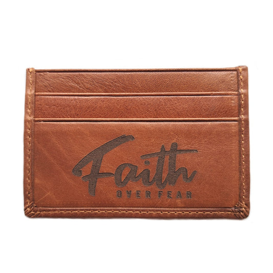 Faith over Fear - Christian Card Holder (Brown)