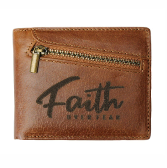 Faith over fear  - Christian Leather Wallet (Classic fold with zip)