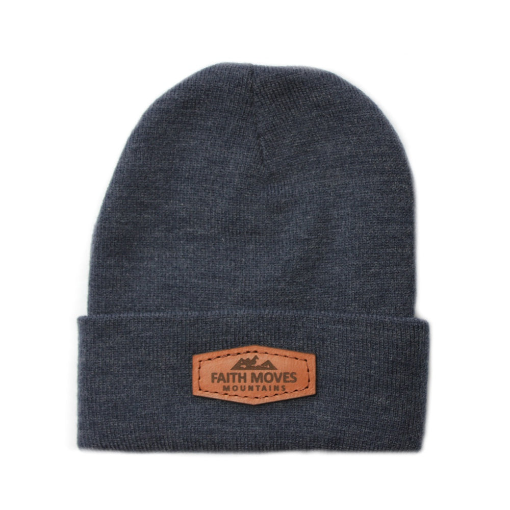Faith moves Mountains  - Christian Beanie (Navy Melange)