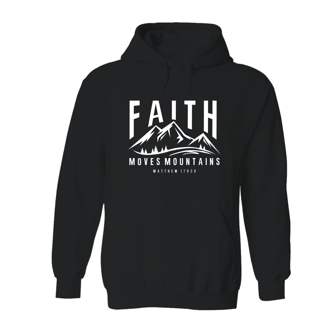 Faith Moves Mountains - Premium Christian Hoodie (Black)
