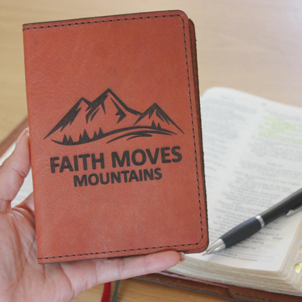 Faith Moves Mountains - Christian Leather Notebook cover - South Africa - ITG Clothing