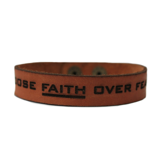 Faith over Fear - Christian Leather Wristband