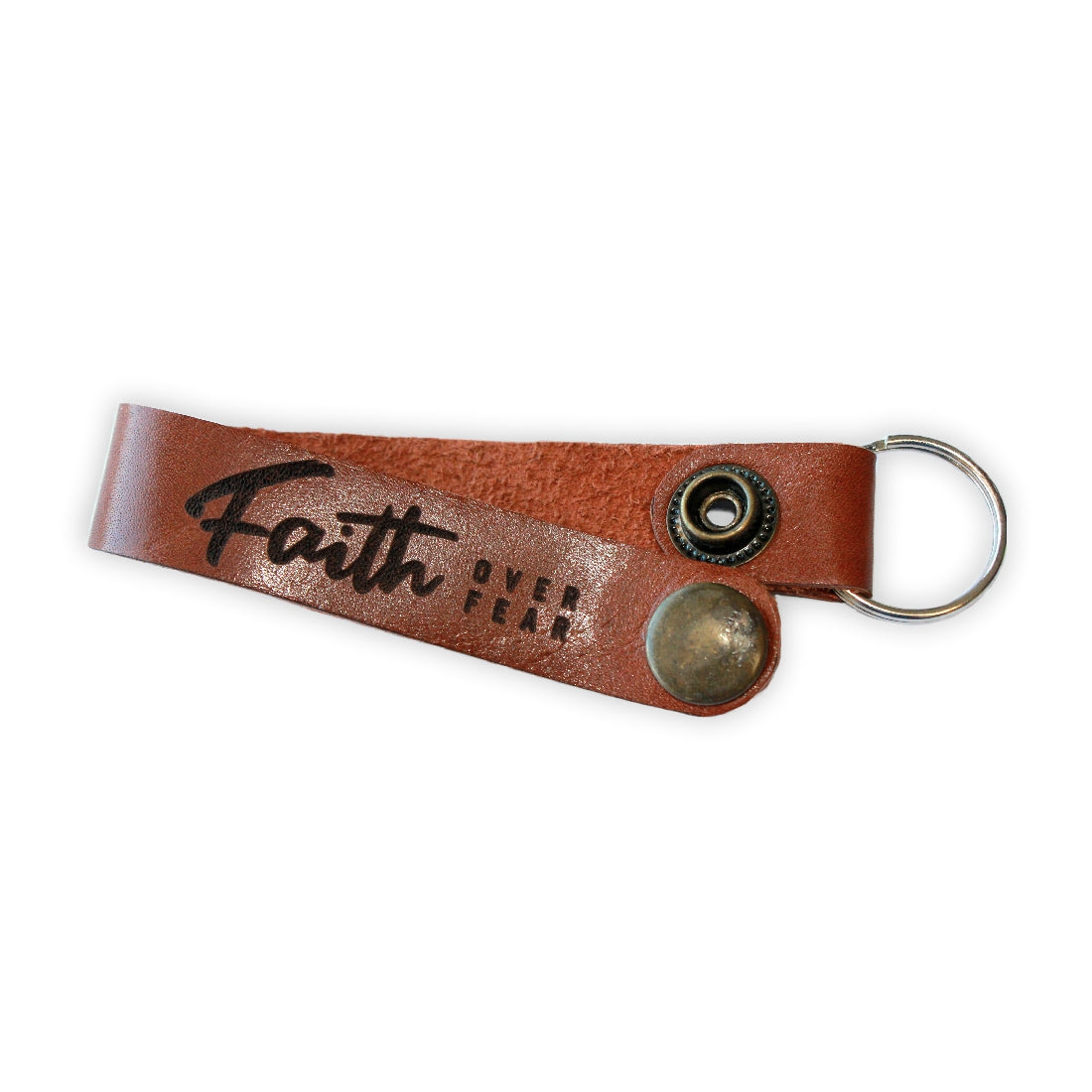 Faith over Fear - Leather Keyring