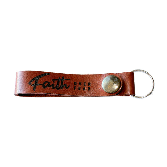 Faith over Fear - Leather Keyring