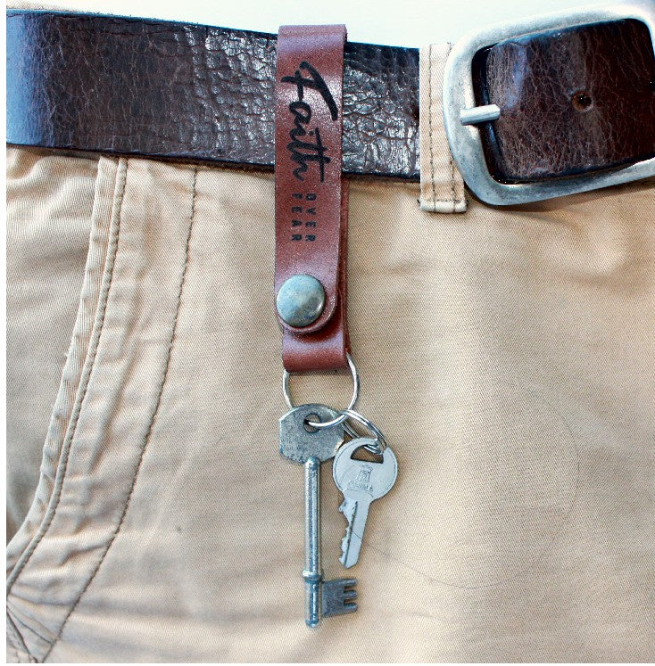 Faith over Fear - Leather Keyring