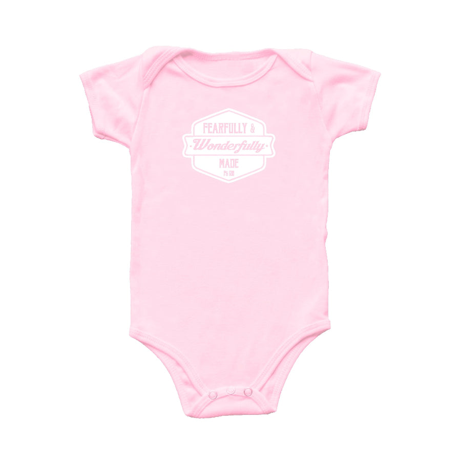 Fearfully and Wonderfully made-Christian Baby Onesie Light Pink - South Africa