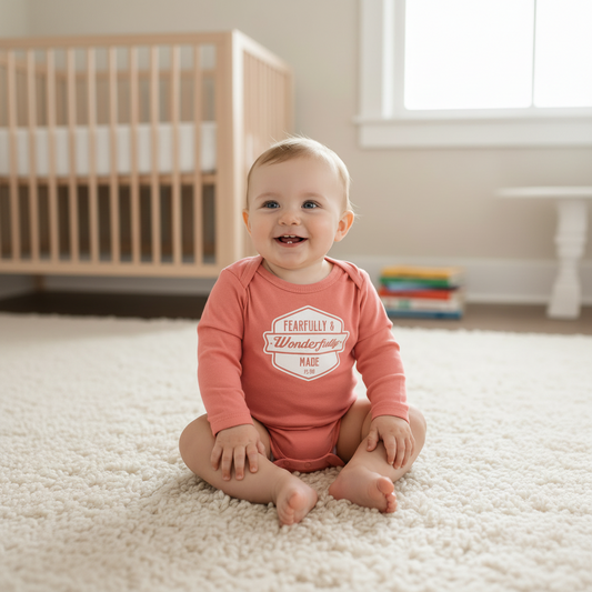 Fearfully & Wonderfully made - Christian Baby Onesie (Corel Red)