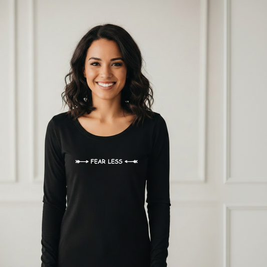 Fear Less - Christian Ladies Long Sleeve (Black)