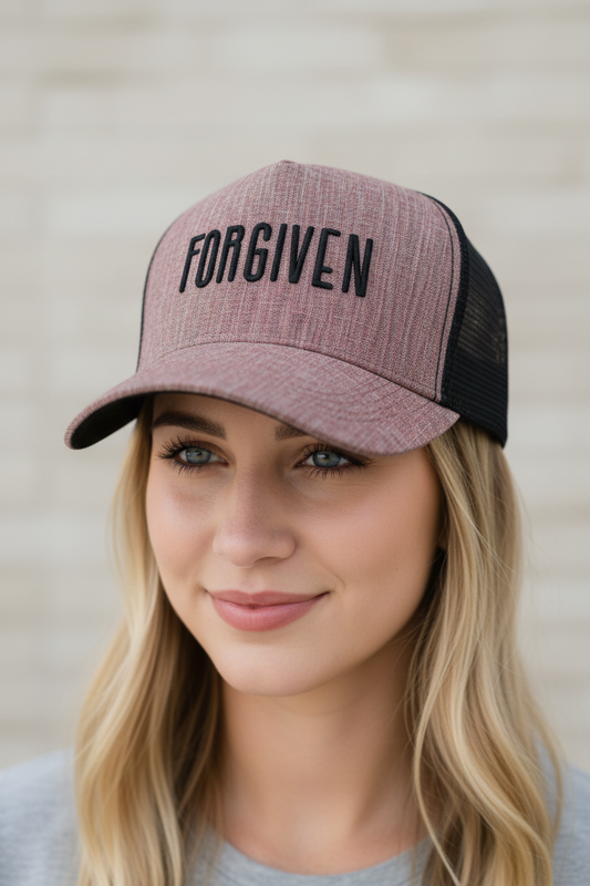 Forgiven -  Christian Cap (Dusty Pink Trucker)