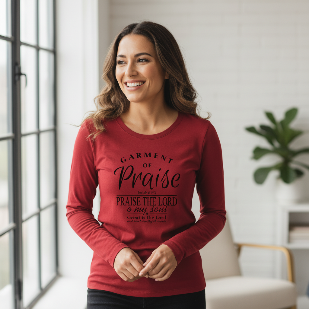 Garment of Praise - Christian Ladies Long Sleeve (Red)