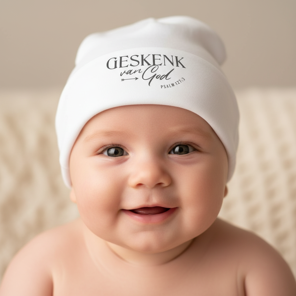 Geskenk van God - Christian Baby Beanie (White)